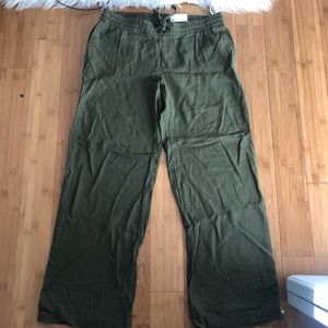 Old Navy green linen wide leg pants size M. NWT